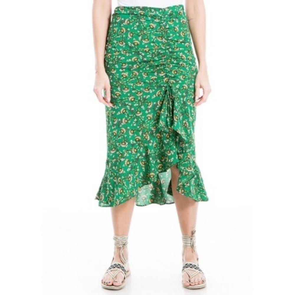 Max‎ Studio Women's Maxi Ruffle Skirt Green Size Large